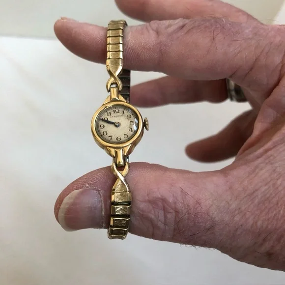 Vintage Hamilton S & W Ladies Watch 14k Gold Filled NOT Working Speidel Stretch - Picture 3 of 14